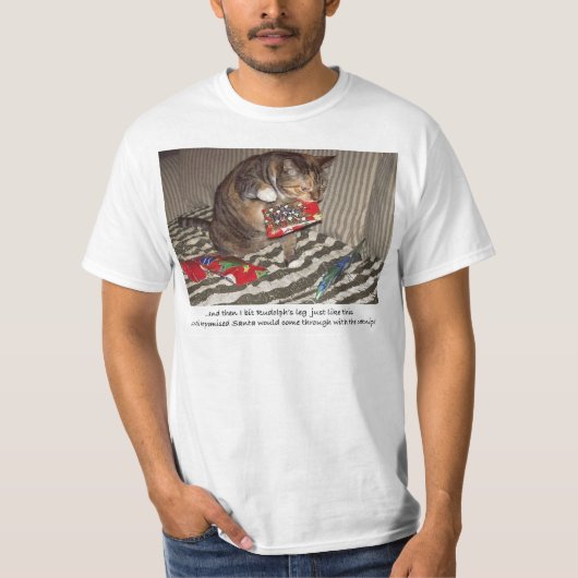 Weihnachtskatzen-Angriff T-Shirt (Vorderseite)