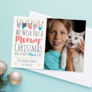 Weihnachtskatzen + Antlers Holiday Foto Card Feiertagskarte