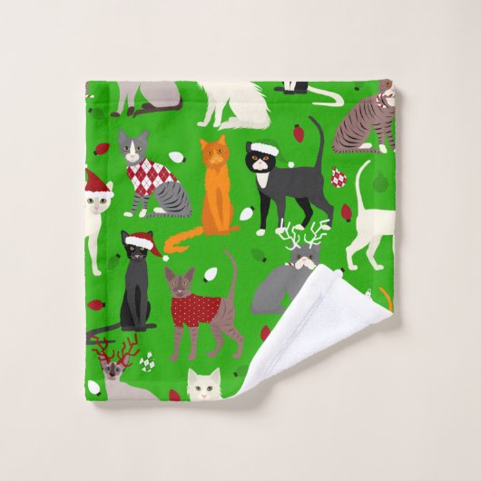 Weihnachtskatzen Badetücher Set (Waschlappen)