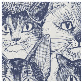 Weihnachtskatzen blau stoff (Nahaufnahme)