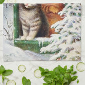 Weihnachtskatzen Feiertag Geschirrtuch (Gefaltet)