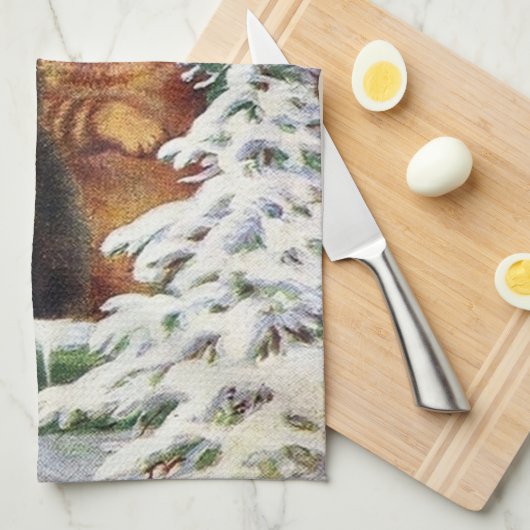 Weihnachtskatzen Feiertag Geschirrtuch (Viertel Falte)