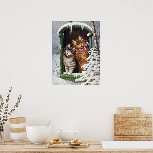 Weihnachtskatzen Feiertag Poster (Küche)
