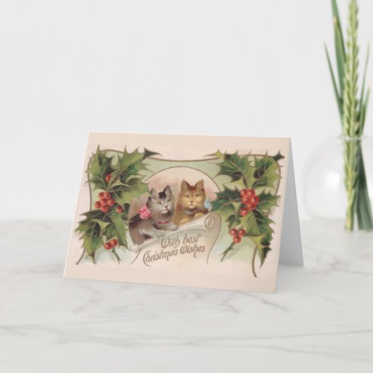 Weihnachtskatzen Feiertagskarte (Vorderseite)