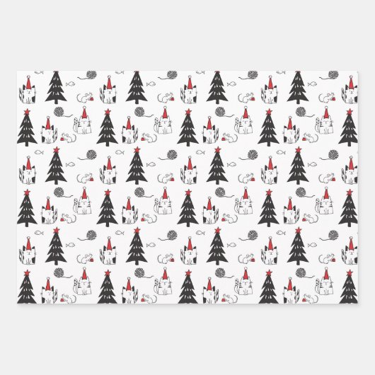 Weihnachtskatzen Funny Pattern Geschenkpapier Set (Vorderseite 3)