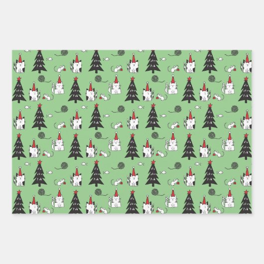 Weihnachtskatzen Funny Pattern Geschenkpapier Set (Vorderseite 2)