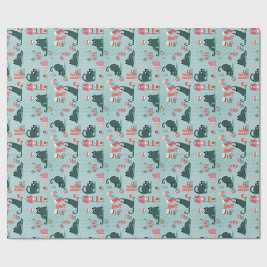 Weihnachtskatzen Geschenkpapier (Flach)