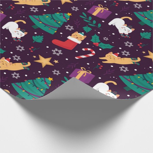 Weihnachtskatzen Geschenkpapier (Ecke)