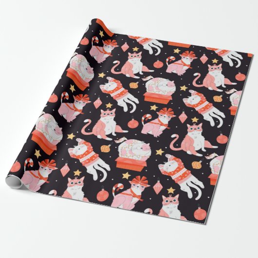 Weihnachtskatzen Geschenkpapier (Ungerollt)