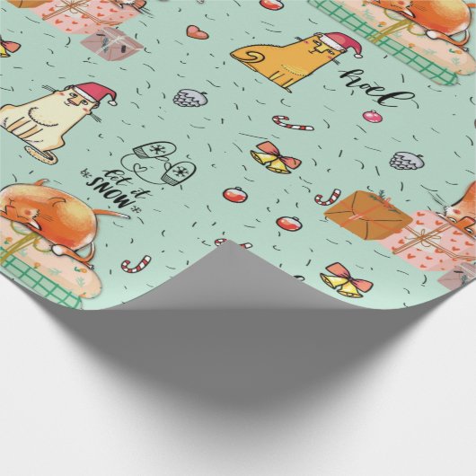 Weihnachtskatzen Geschenkpapier (Ecke)