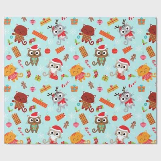 Weihnachtskatzen Geschenkpapier (Flach)