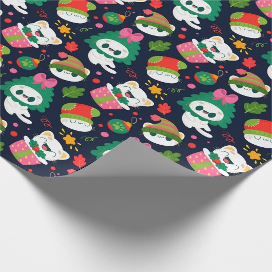 Weihnachtskatzen Geschenkpapier (Ecke)