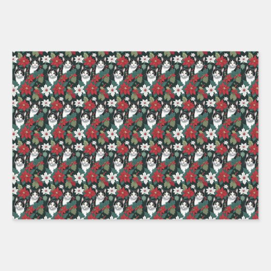 Weihnachtskatzen Geschenkpapier Set (Vorderseite)