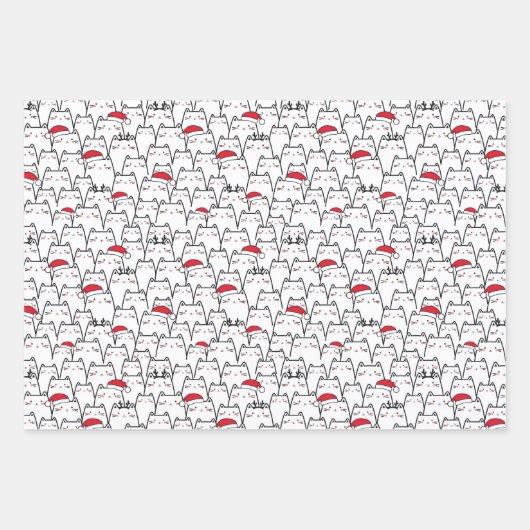 Weihnachtskatzen Geschenkpapier Set (Vorderseite)