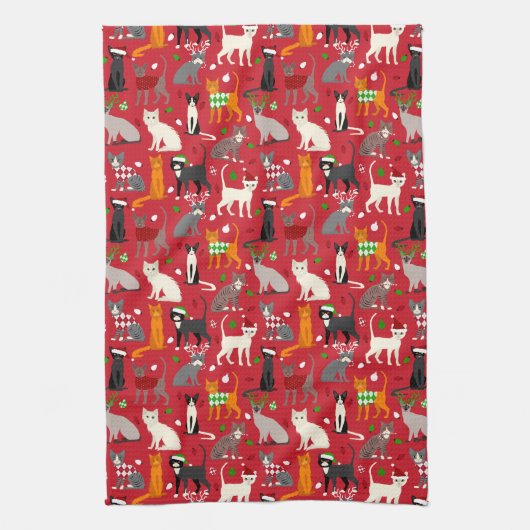 Weihnachtskatzen Geschirrtuch (Vertikal)