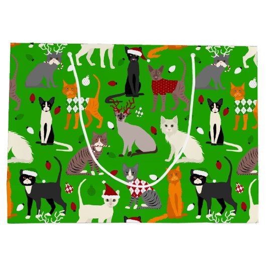 Weihnachtskatzen Große Geschenktasche Große Geschenktüte (Rückseite)