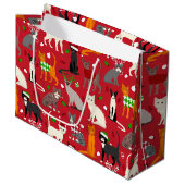 Weihnachtskatzen Große Geschenktüte (Vorderseite Schrägansicht)