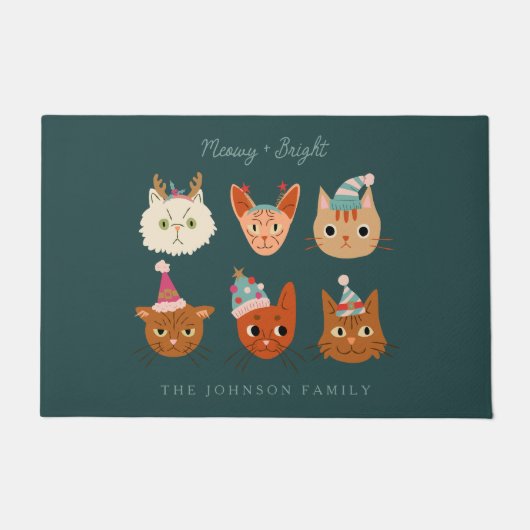 Weihnachtskatzen grün fußmatte (Vorderseite)