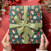 Weihnachtskatzen Handgezeichnetes Muster Geschenkpapier