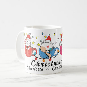 Weihnachtskatzen I Monogram Weihnachts-Party Kaffeetasse
