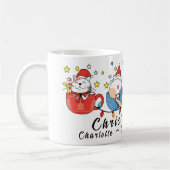 Weihnachtskatzen I Monogram Weihnachts-Party Kaffeetasse (Links)