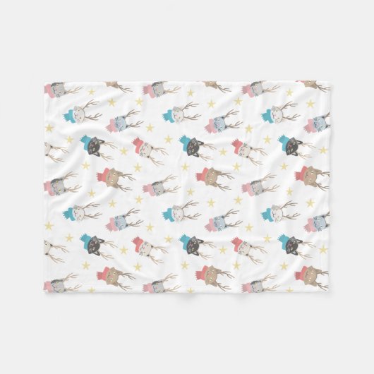 Weihnachtskatzen im Antlermuster Fleecedecke (Vorderseite (Horizontal))