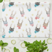 Weihnachtskatzen im Antlermuster Geschirrtuch (Gefaltet)