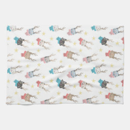 Weihnachtskatzen im Antlermuster Geschirrtuch