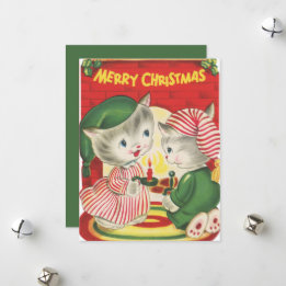 Weihnachtskatzen im Retro-Jahrgang Feiertagskarte