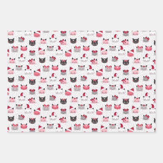 Weihnachtskatzen im Set von drei Hats Geschenkpapier Set (Vorderseite)