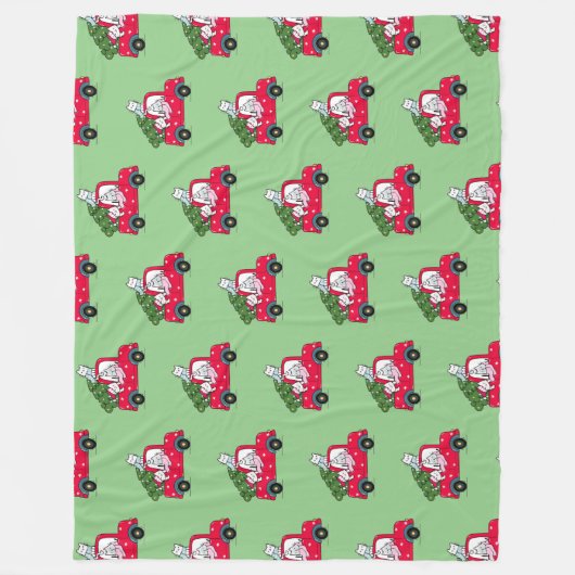 Weihnachtskatzen im Urlaub im Roten Lkw Fleecedecke (Vorderseite)