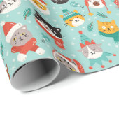 Weihnachtskatzen im Weihnachtssüßmuster Geschenkpapier (Rolleneckpunkt)