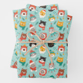 Weihnachtskatzen im Weihnachtssüßmuster Geschenkpapier Set (Beispiel)