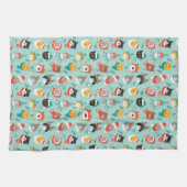Weihnachtskatzen im Weihnachtssüßmuster Geschirrtuch (Horizontal)