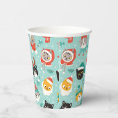 Weihnachtskatzen im Weihnachtssüßmuster Pappbecher (Rechts)