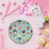 Weihnachtskatzen im Weihnachtssüßmuster Pappteller (Party)