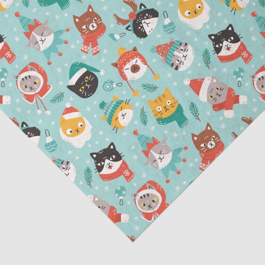Weihnachtskatzen im Weihnachtssüßmuster Seidenpapier (Ausschnitt)