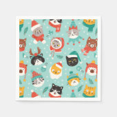 Weihnachtskatzen im Weihnachtssüßmuster Serviette (Vorderseite)
