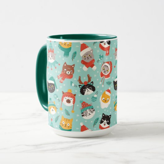 Weihnachtskatzen im Weihnachtssüßmuster Tasse (Vorderseite Links)