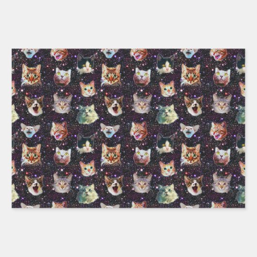 Weihnachtskatzen im Weltraum| mit benutzerdefinier Geschenkpapier Set (Vorderseite 2)