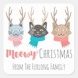 Weihnachtskatzen in Antlers Personal Quadratischer Aufkleber