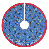 Weihnachtskatzen in den Lichtern Gewohnt gezinkt Polyester Weihnachtsbaumdecke (Vorderseite)