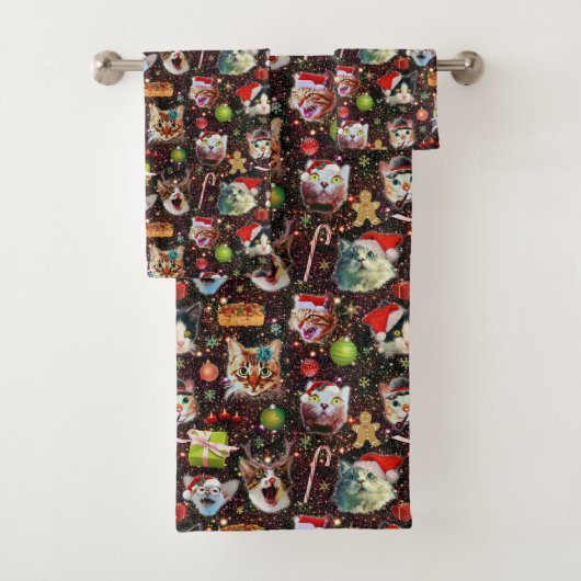 Weihnachtskatzen in der Raum-Galaxie spielt Badhandtuch Set (Insitu)