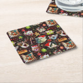 Weihnachtskatzen in der Raum-Galaxie spielt Rechteckiger Pappuntersetzer (angewinkelt)