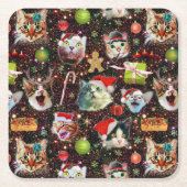 Weihnachtskatzen in der Raum-Galaxie spielt Rechteckiger Pappuntersetzer (Vorderseite)