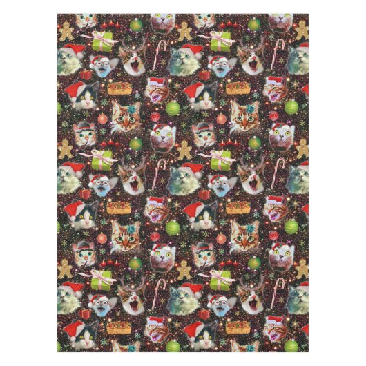 Weihnachtskatzen in der Raum-Galaxie spielt Tischdecke (Vorderseite)