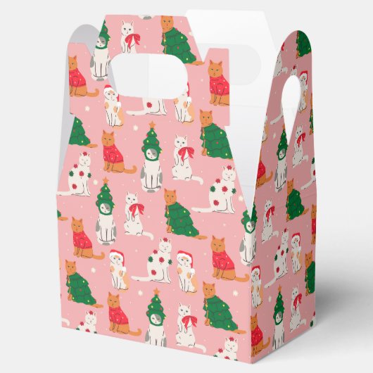 Weihnachtskatzen in festem Muster Geschenkschachtel (Geöffnet)