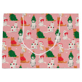 Weihnachtskatzen in festem Muster Große Geschenktüte (Vorderseite)
