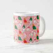 Weihnachtskatzen in festem Muster Jumbo-Tasse (Vorderseite Rechts)