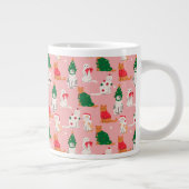 Weihnachtskatzen in festem Muster Jumbo-Tasse (Rechts)